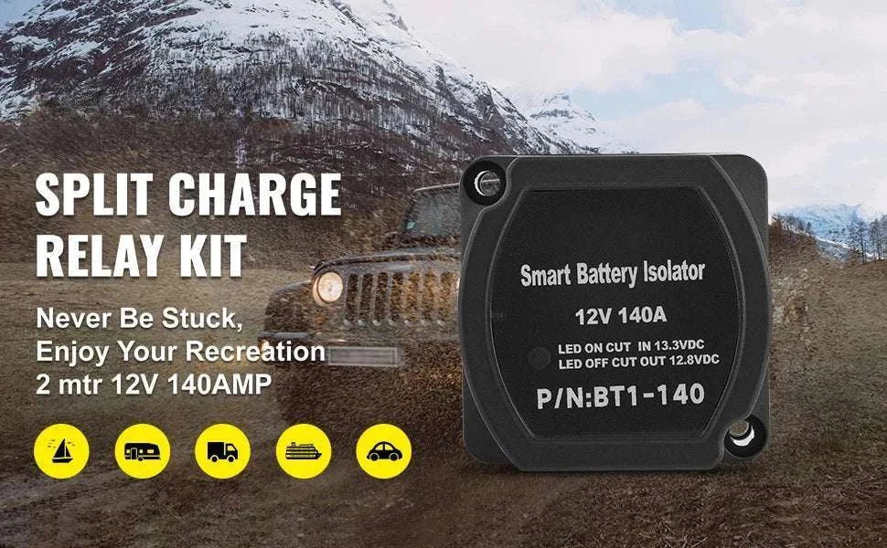 12V 140A Split Charge Relay Kit Dual Battery Isolator for RV & ATV-6 mtr Battery Cable / Poland