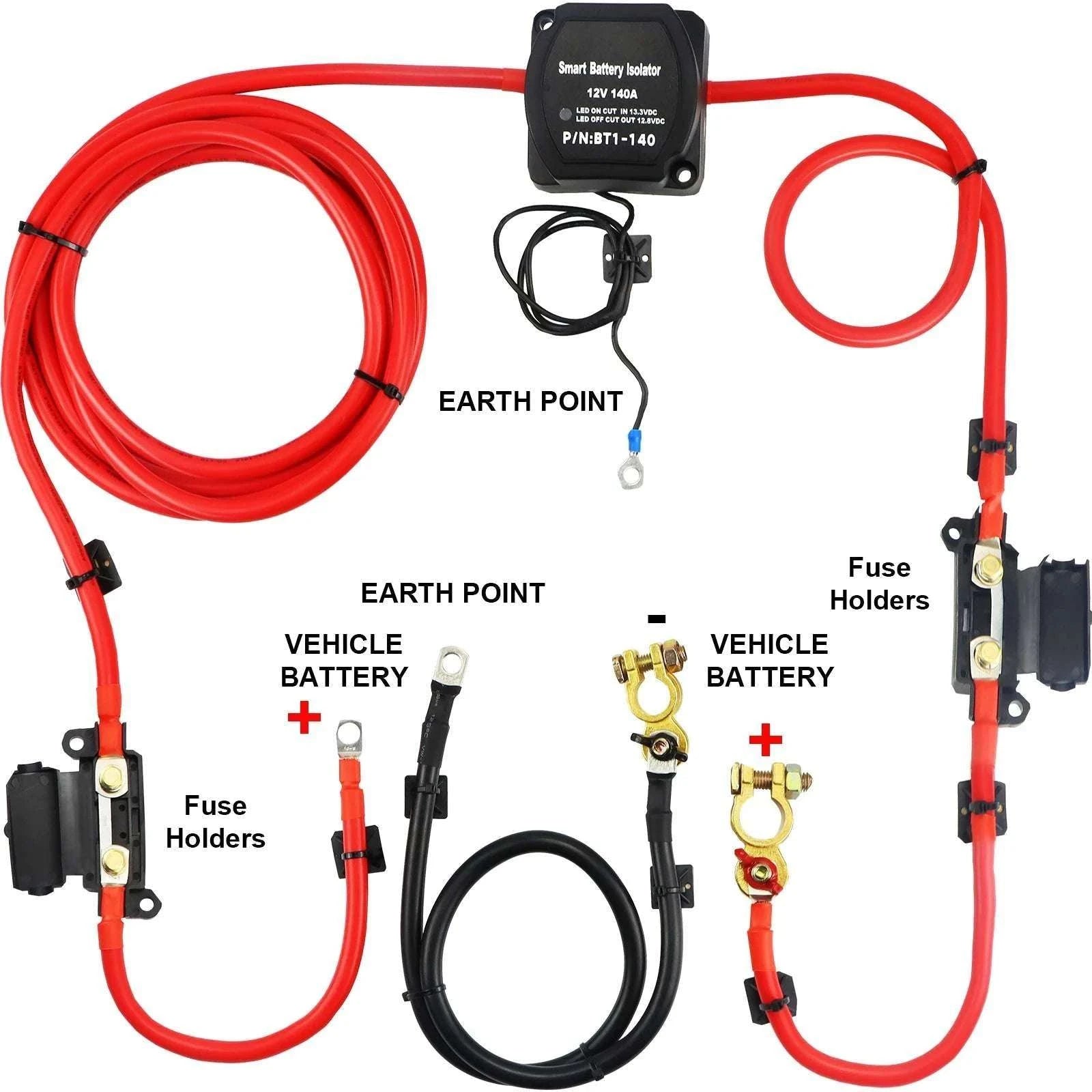 12V 140A Split Charge Relay Kit Dual Battery Isolator for RV & ATV-6 mtr Battery Cable / Poland