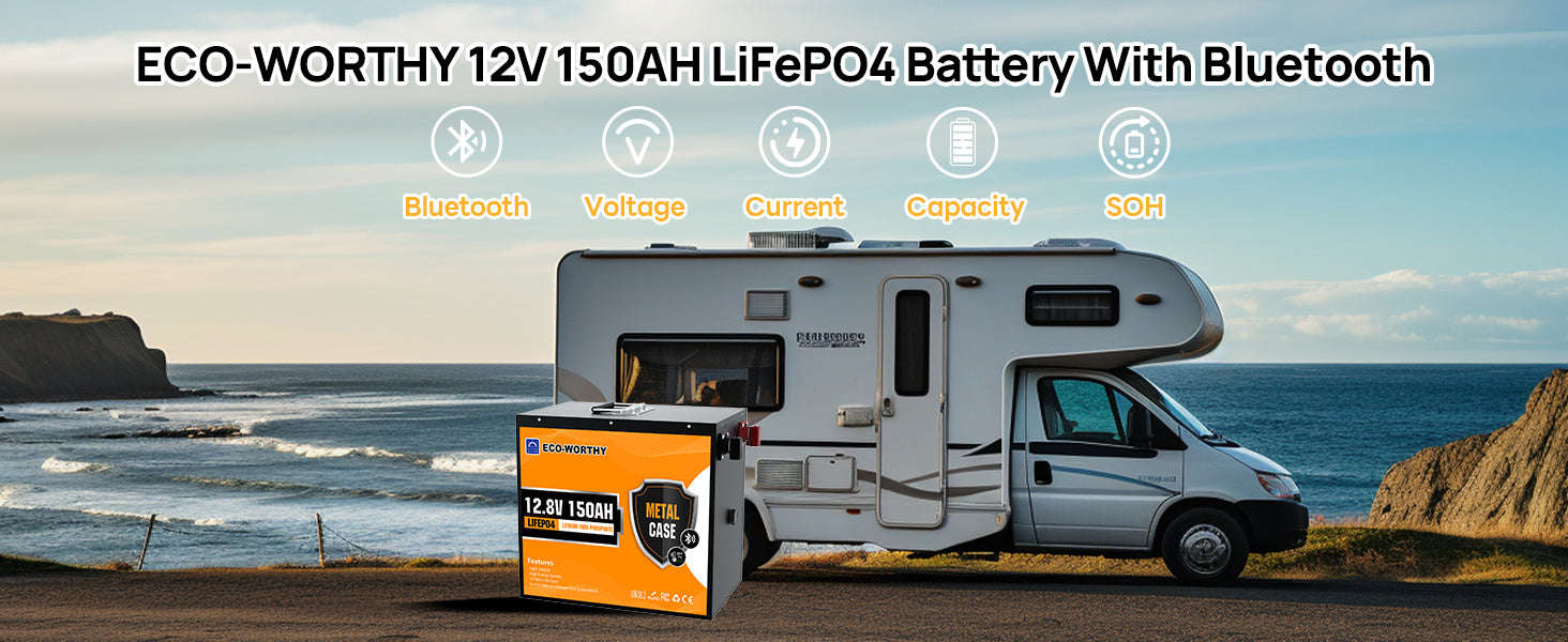12V 150Ah LiFePO4 Lithium Battery with Bluetooth & 120A BMS-YELLOW / United States