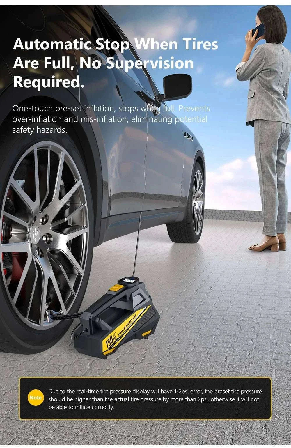 12V 150PSI Corded Car Tire Inflator with LED Light-C3012-1 air pump