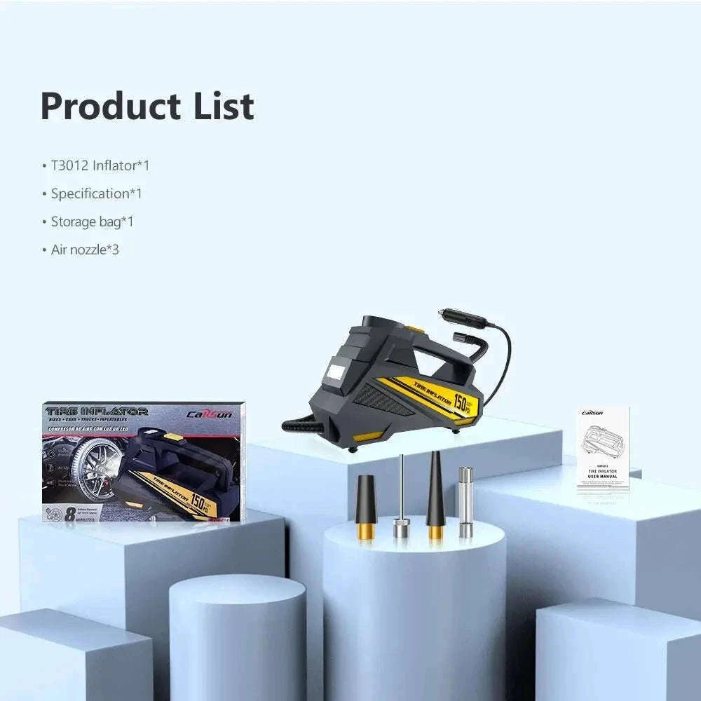 12V 150PSI Corded Car Tire Inflator with LED Light-C3012-1 air pump