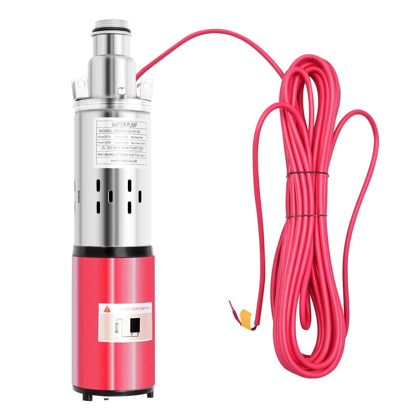 12V 180W Submersible Deep Well Pump for Irrigation 396GPH-