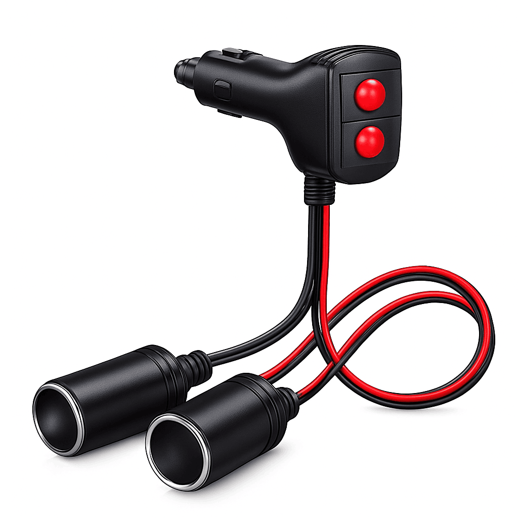 12V/24V 1 to 2 Car Cigarette Lighter Splitter Adapter with 10A Fuse-black / China Mainland