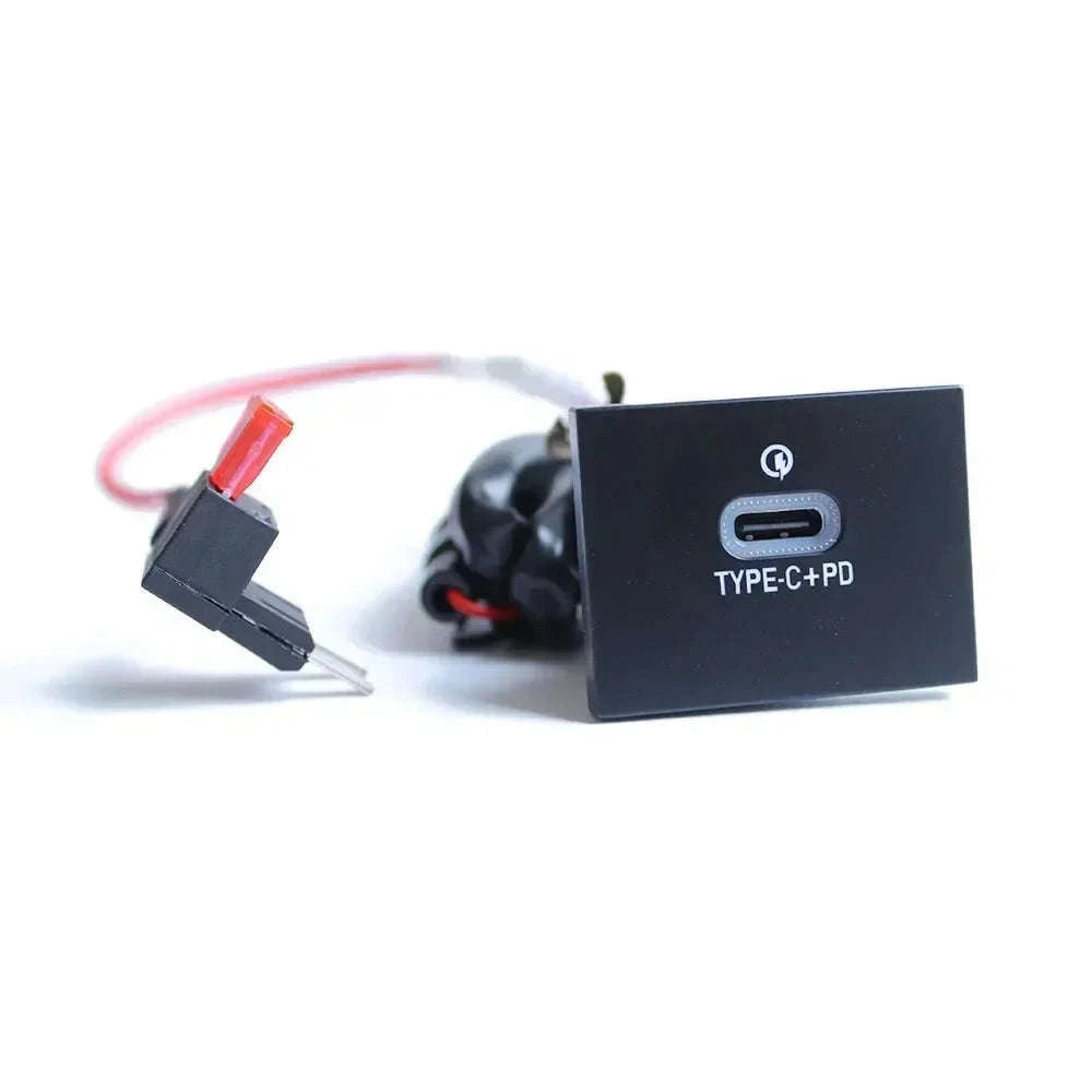 12V/24V Car Phone Charger Socket Double QC3.0 Type-C PD for Focus 2 2004-2011 MK2-Single PD Black