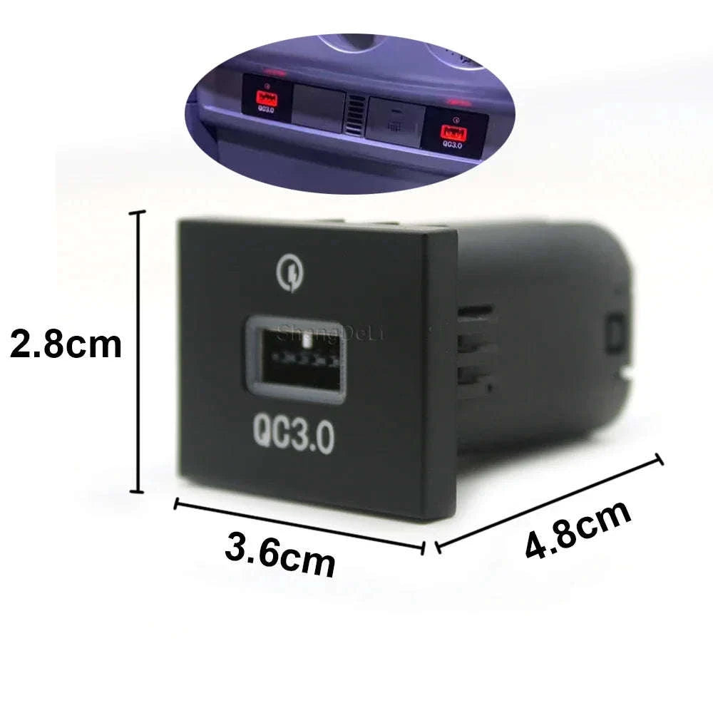 12V/24V Car Phone Charger Socket Double QC3.0 Type-C PD for Focus 2 2004-2011 MK2-Single PD Black