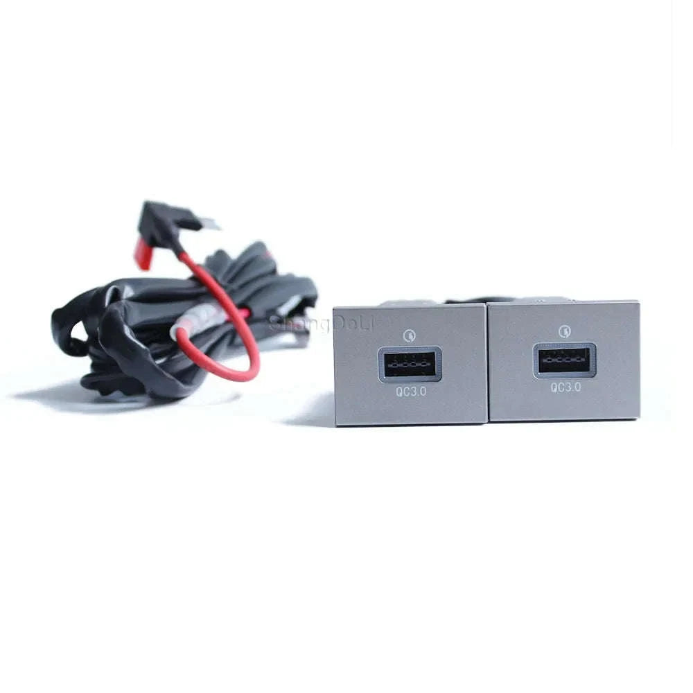 12V/24V Car Phone Charger Socket Double QC3.0 Type-C PD for Focus 2 2004-2011 MK2-Single PD Black