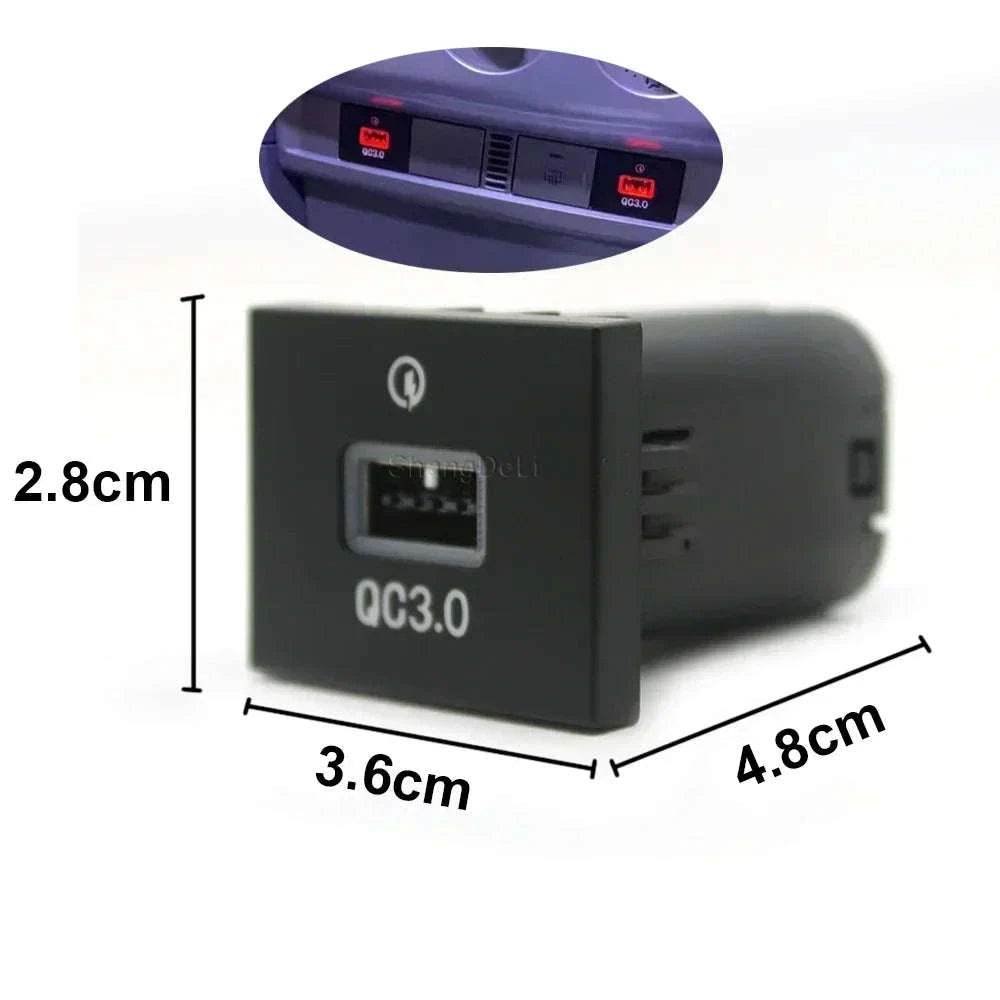 12V/24V Car Phone Charger Socket Double QC3.0 Type-C PD for Focus 2 2004-2011 MK2-Single PD Black