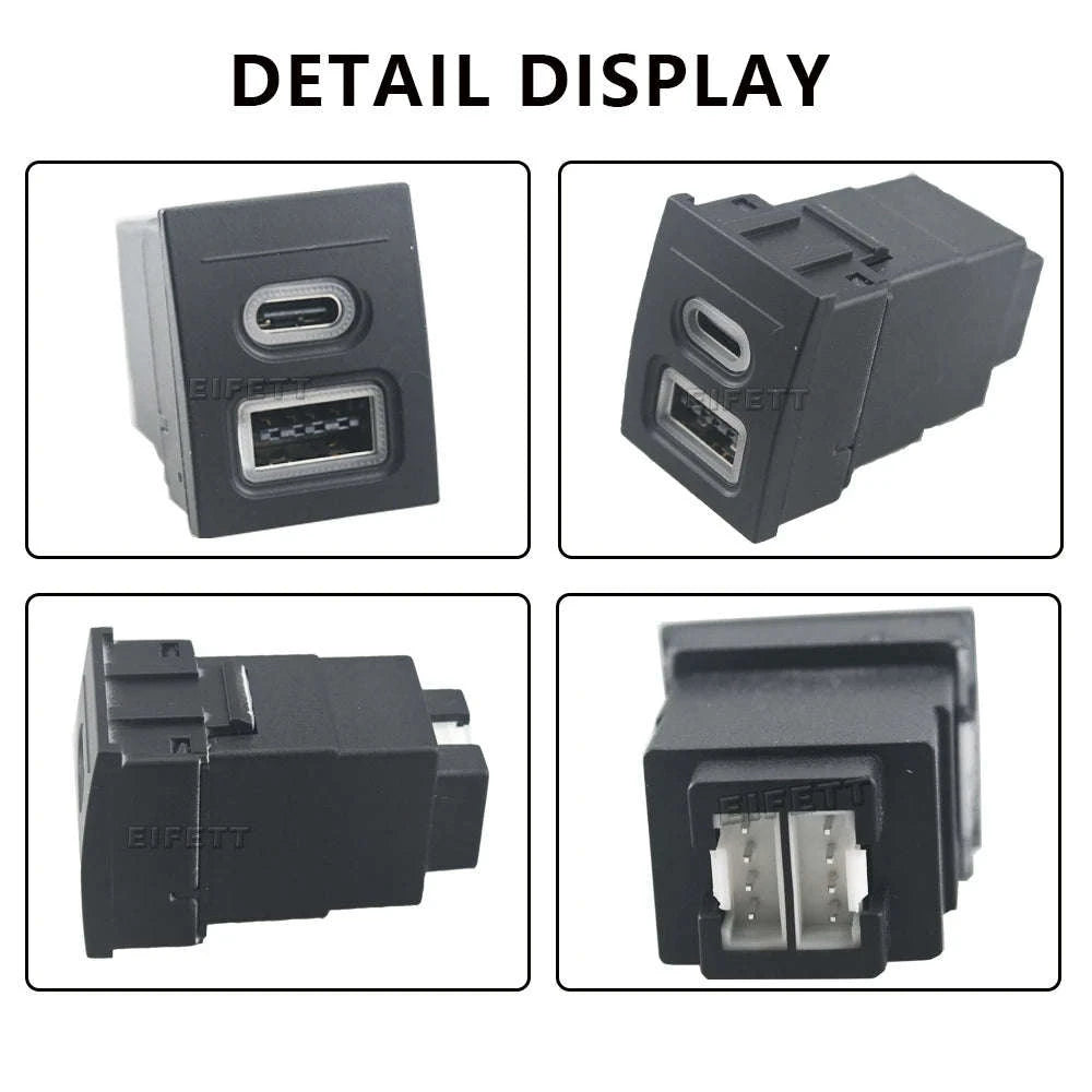 12V/24V Car Phone Charger Socket Double QC3.0 Type-C PD USB Charging Port Power Adapter 9N 9N3 2004-2011-USB and PD