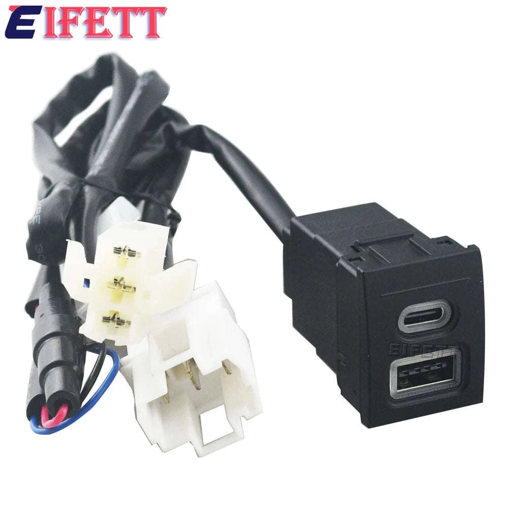 12V/24V Car Phone Charger Socket Double QC3.0 Type-C PD USB Charging Port Power Adapter 9N 9N3 2004-2011-USB and PD