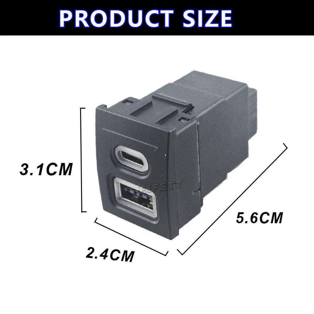 12V/24V Car Phone Charger Socket Double QC3.0 Type-C PD USB Charging Port Power Adapter 9N 9N3 2004-2011-USB and PD