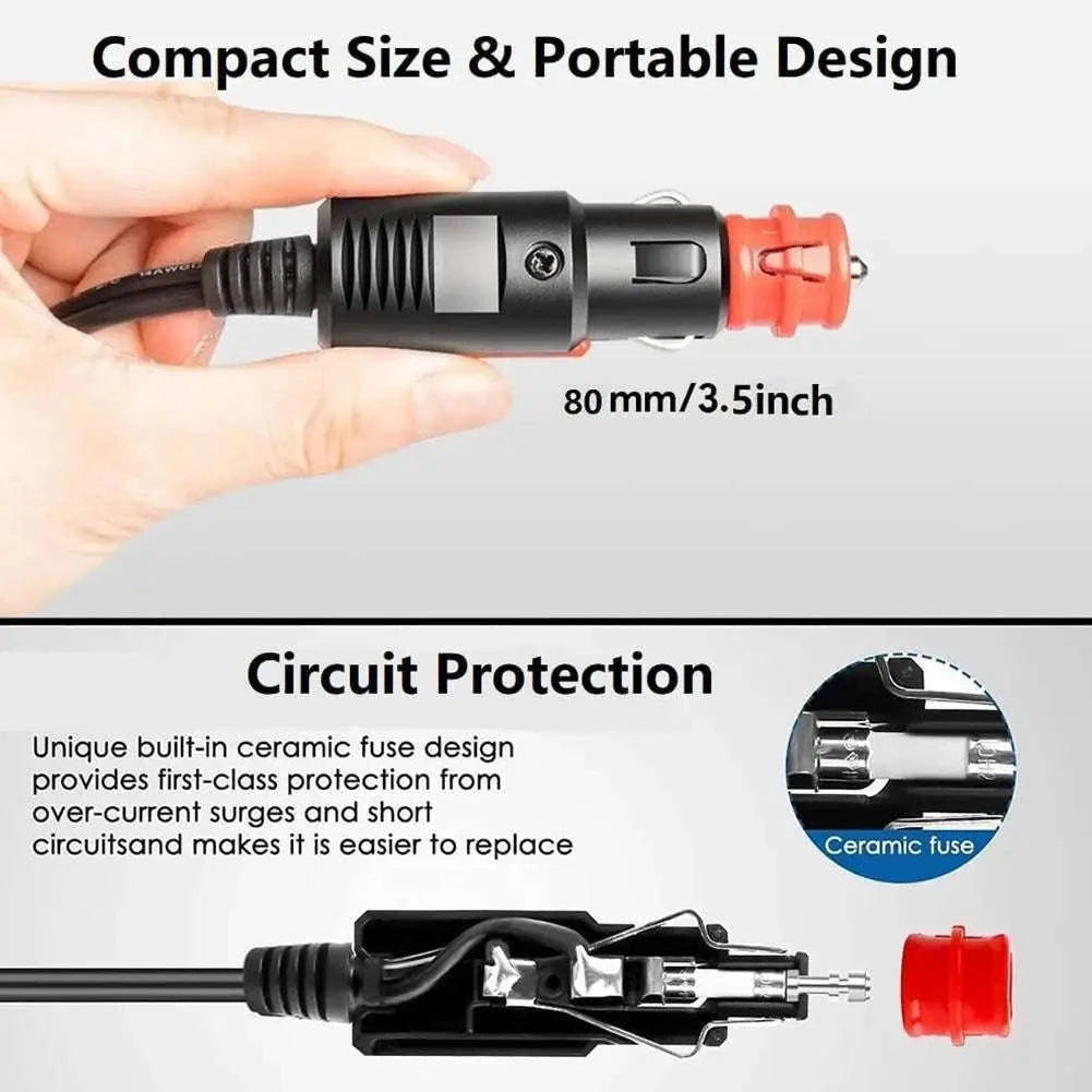 12V/24V Car Refrigerator Power Cord with 15A Fuse-2PCS
