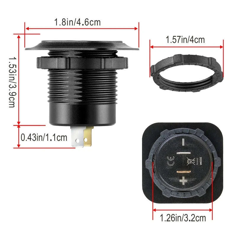 12V 24V Car USB Charger Socket with Voltmeter, QC 3.0 and USB-C PD-001 / China Mainland