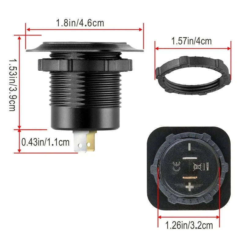 12V 24V Car USB Charger Socket with Voltmeter, QC 3.0 and USB-C PD-001 / China Mainland