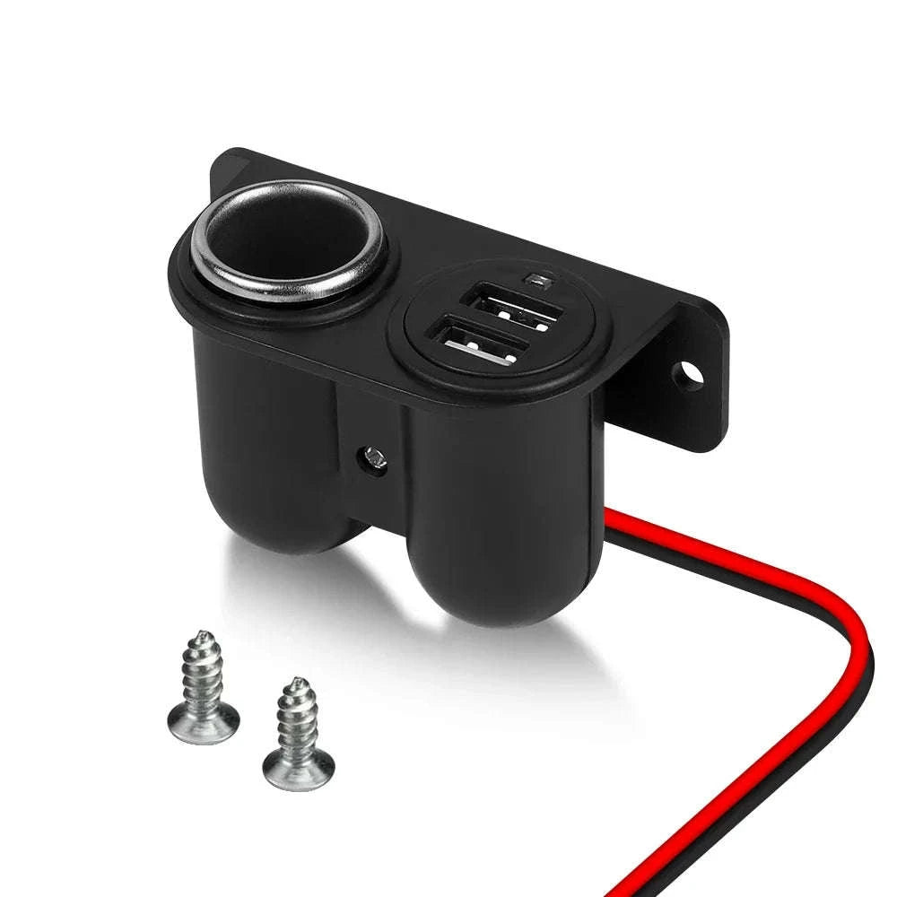 12V/24V Dual USB and PD Type-C Charger Socket with Switch Waterproof Cigarette Lighter Socket-Dual USB with Volt