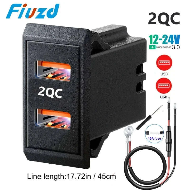 12V 24V Dual USB-C and USB-A Car Charger Socket 54W-AC / China Mainland
