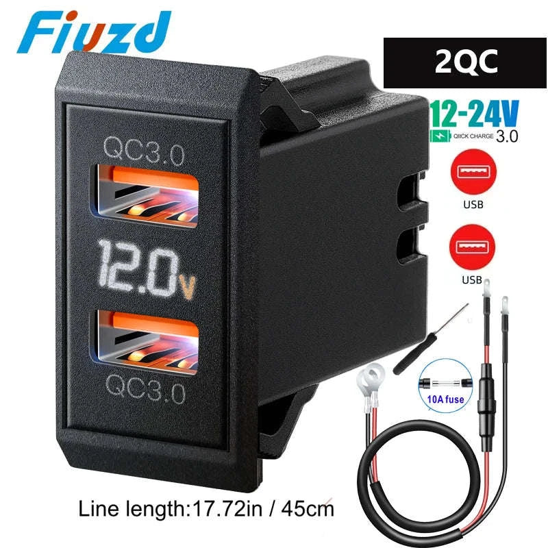 12V 24V Dual USB-C and USB-A Car Charger Socket 54W-AC / China Mainland