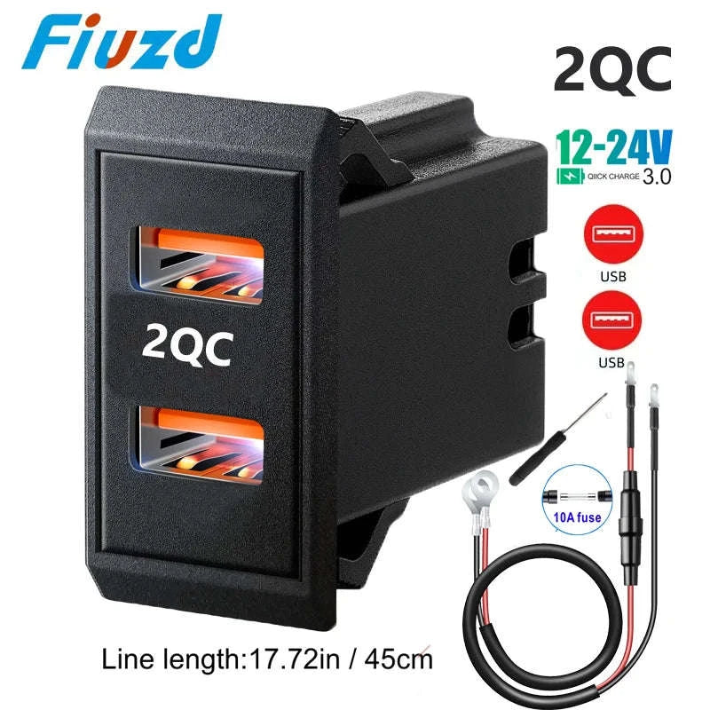 12V 24V Dual USB-C and USB-A Car Charger Socket 54W-AC / China Mainland