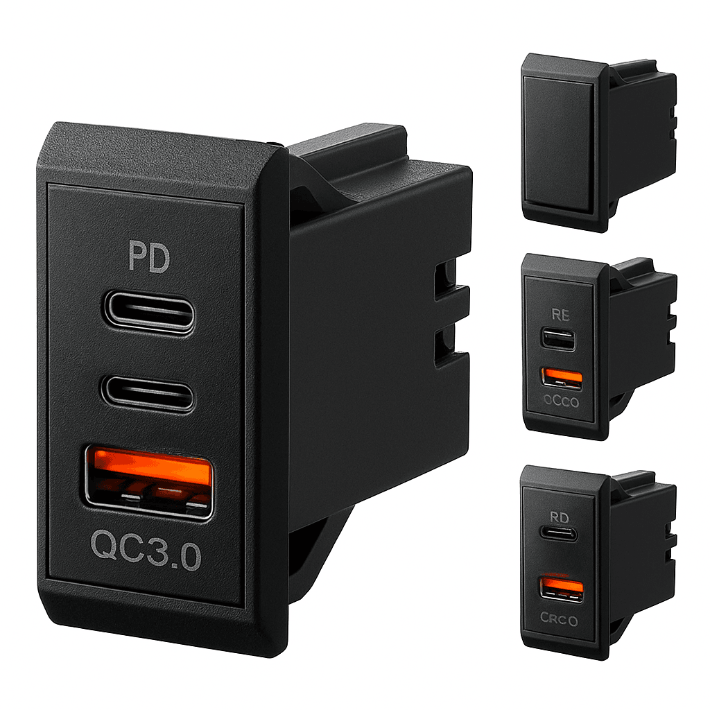 12V 24V Dual USB-C and USB-A Car Charger Socket 54W-AC / China Mainland