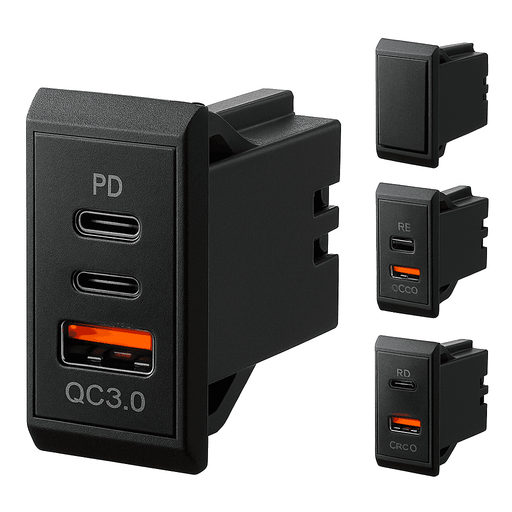 12V 24V Dual USB-C and USB-A Car Charger Socket 54W-AC / China Mainland