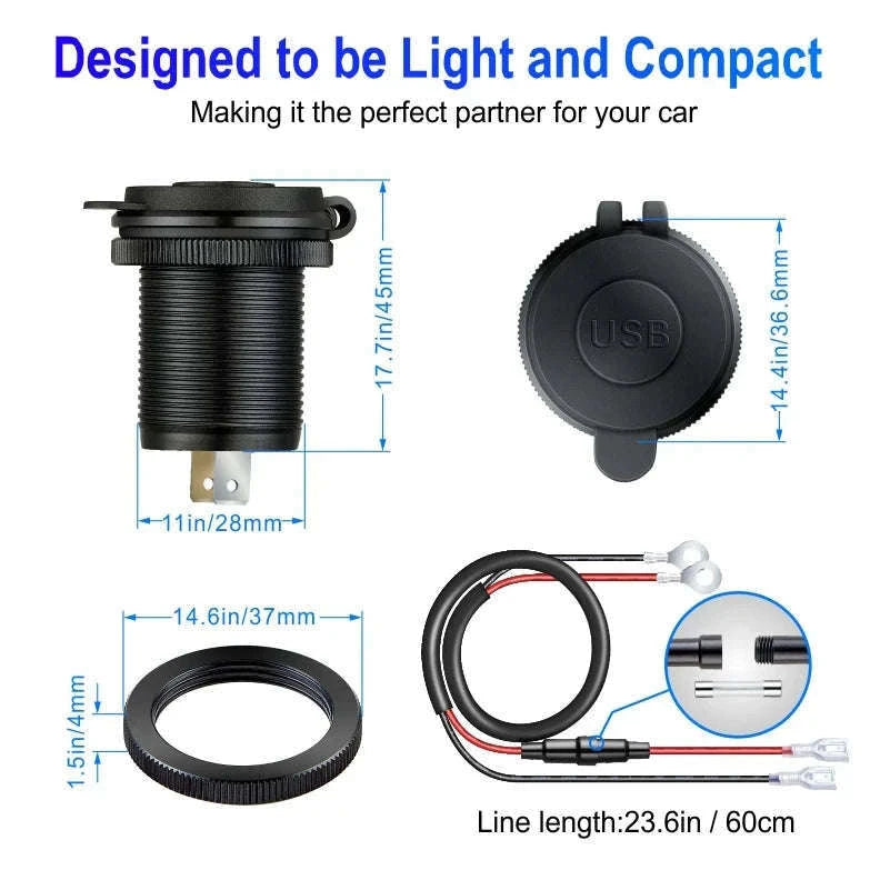 12V/24V Dual USB Fast Charger Socket with QC3.0 and PD-004 / China Mainland