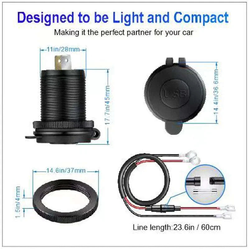 12V/24V Dual USB Fast Charger Socket with QC3.0 and PD-004 / China Mainland