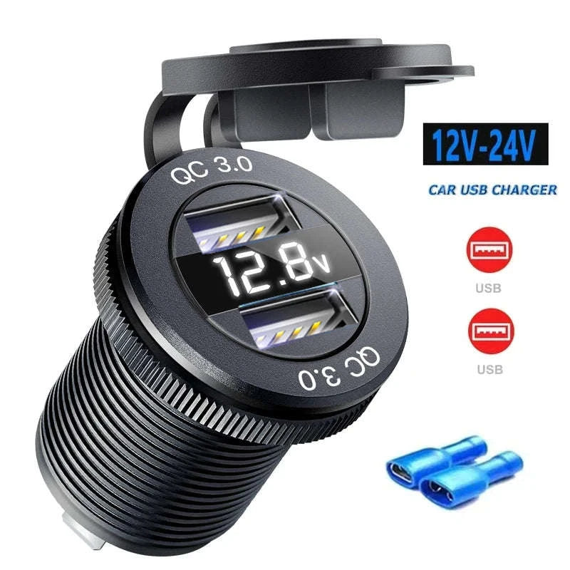 12V/24V Dual USB Fast Charger Socket with QC3.0 and PD-004 / China Mainland