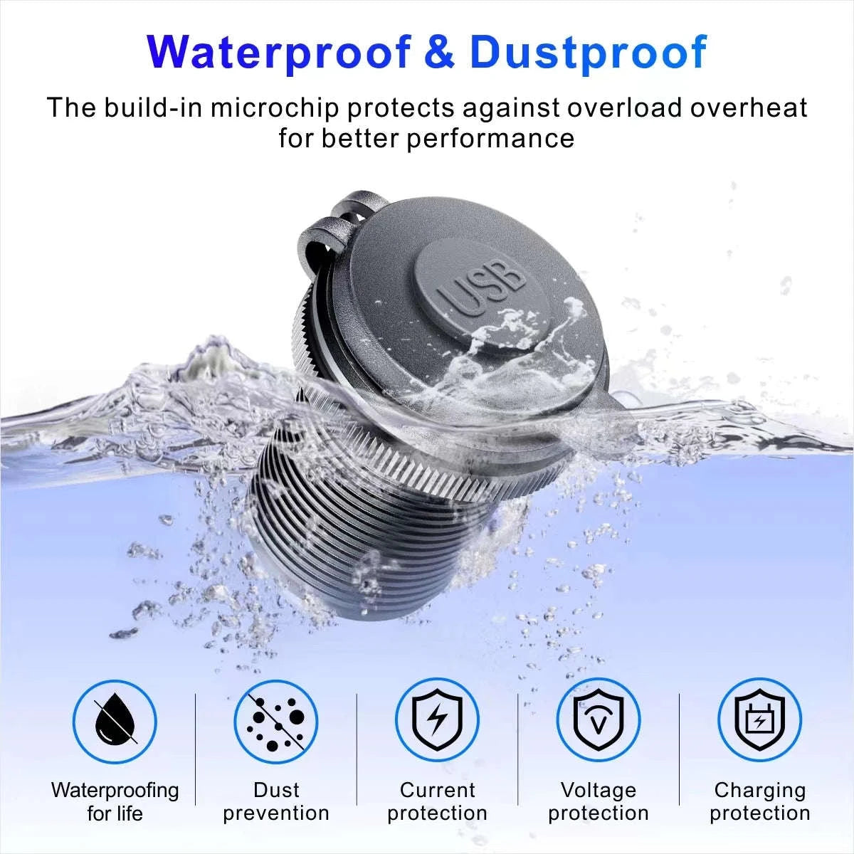 12V/24V Dual USB Fast Charger Socket with QC3.0 and PD-004 / China Mainland