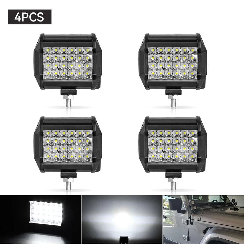12V 24V LED Work Light Bar 4 Inch Square Offroad Light-1x 72w light