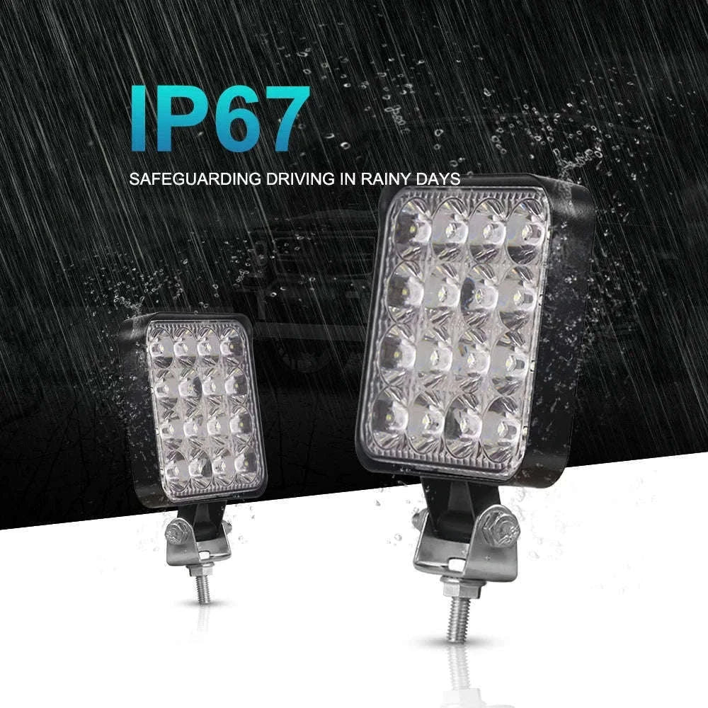 12V 24V LED Work Light Bar 42W Square Spotlight-10pcs 48W work light