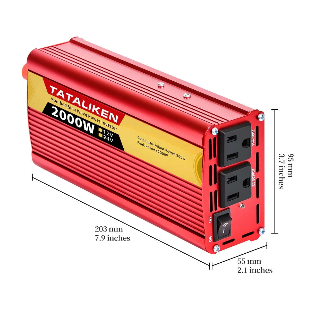 12V/24V Power Inverter 600W-2500W AC 110V Universal Socket-12V 1500W 110V 60HZ