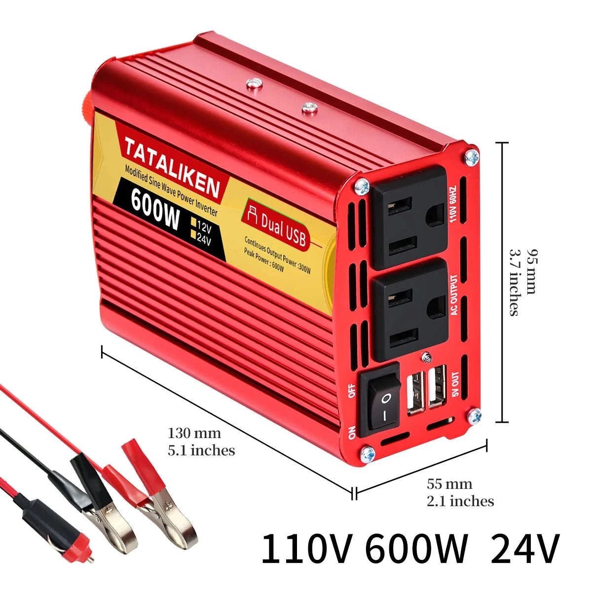 12V/24V Power Inverter 600W-2500W AC 110V Universal Socket-12V 1500W 110V 60HZ