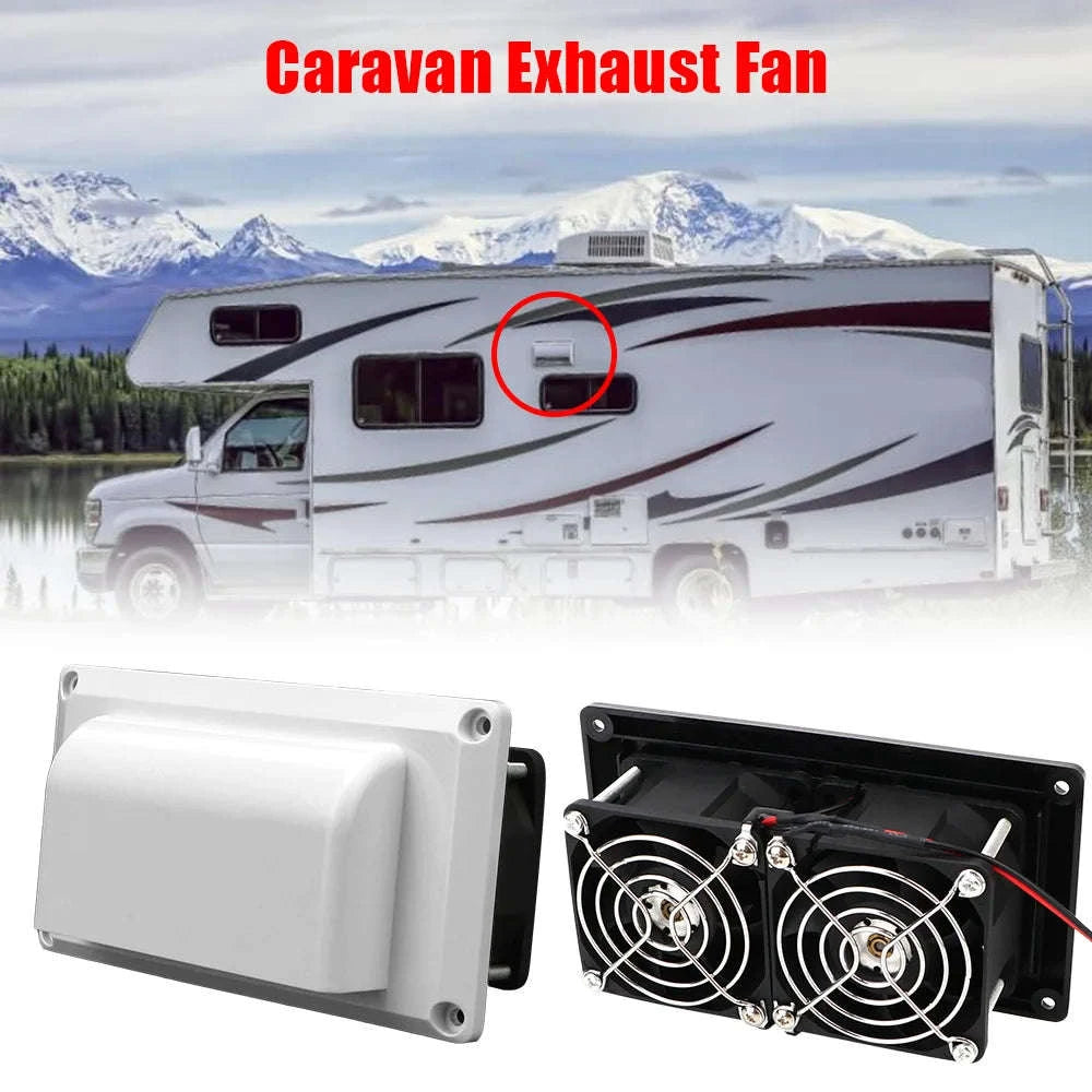 12V 25W Caravan Side Air Vent Exhaust Fan Kit-black