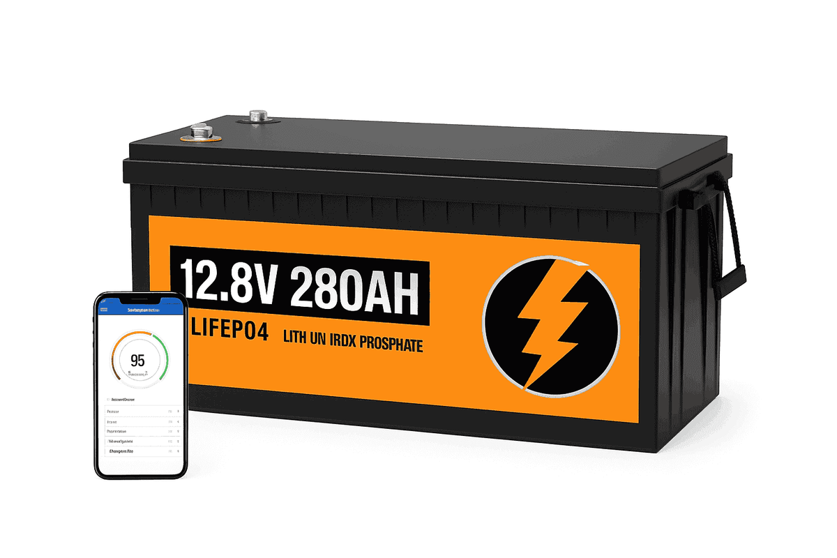 12V 280Ah LiFePO4 RV Battery 3584Wh with Bluetooth & 200A BMS-Orange / United States
