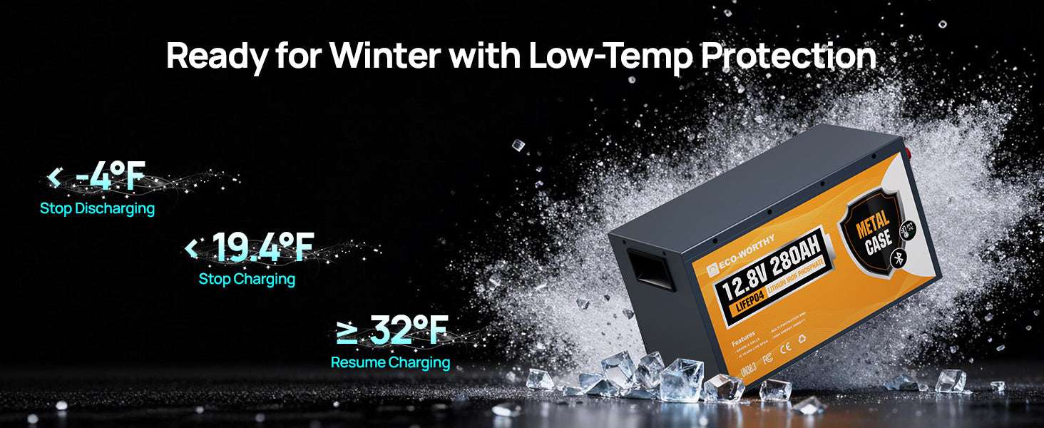 12V 280Ah LiFePO4 RV Battery 3584Wh with Bluetooth & 200A BMS-Orange / United States