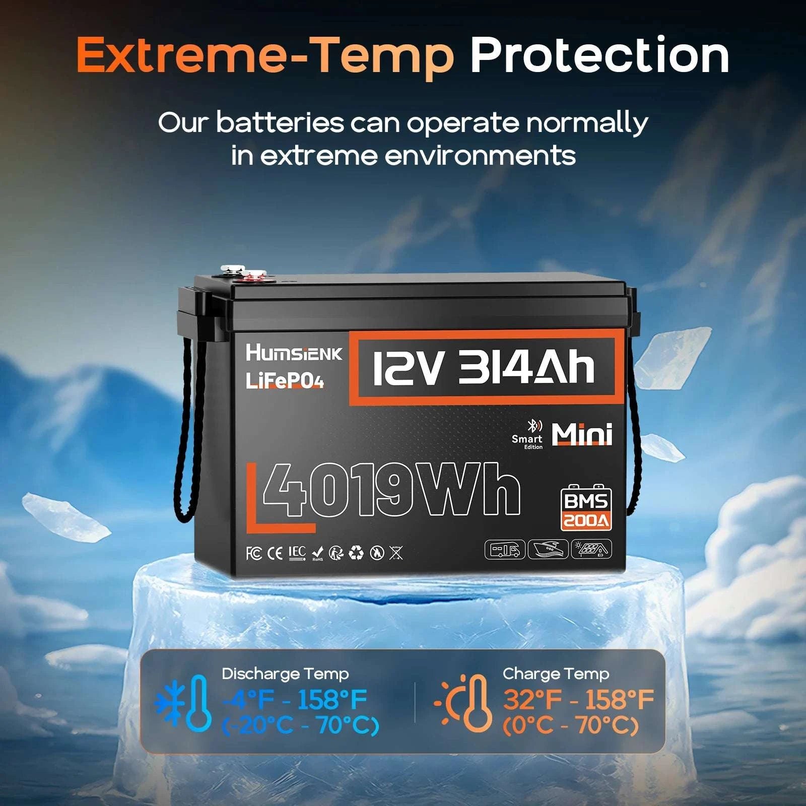 12V 314Ah LiFePO4 Battery with 200A BMS for RV, Marine & Solar-12V 314AH / United States