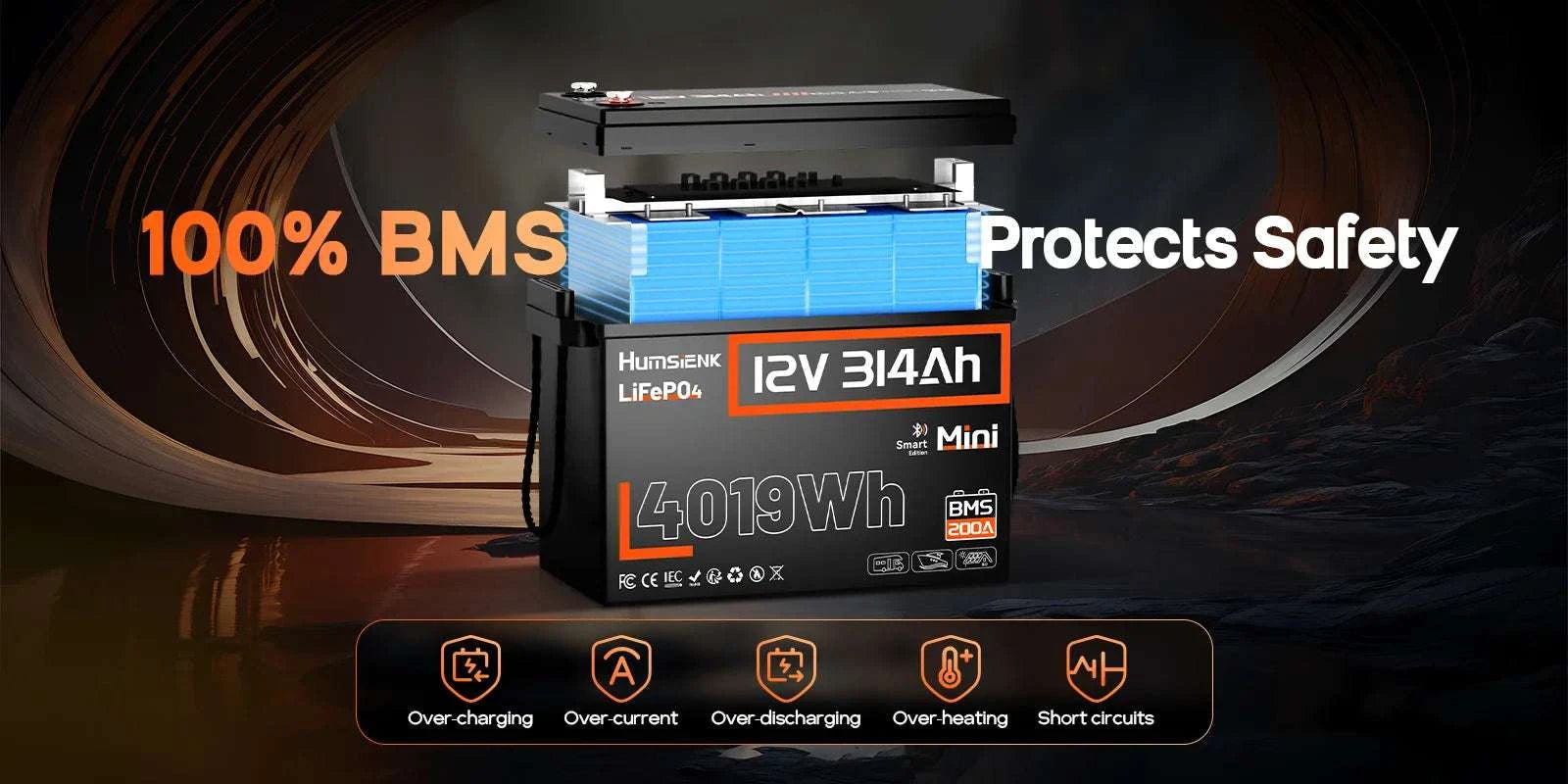 12V 314Ah LiFePO4 Battery with 200A BMS for RV, Marine & Solar-12V 314AH / United States