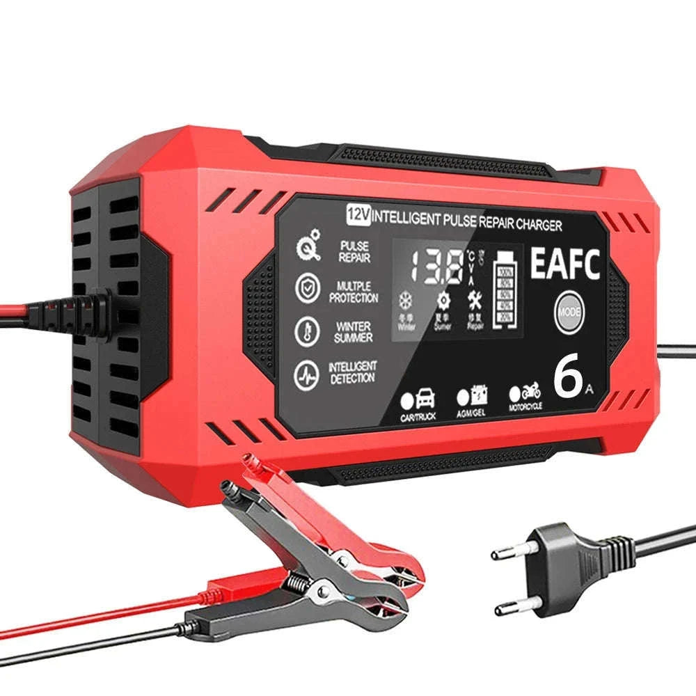 12V 6A Intelligent Car Battery Charger with Pulse Repair-Yellow EU Plug / United States