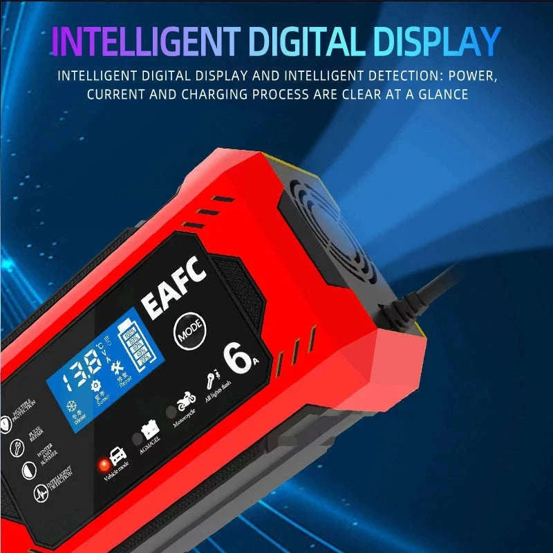 12V 6A Intelligent Car Battery Charger with Pulse Repair-Yellow EU Plug / United States