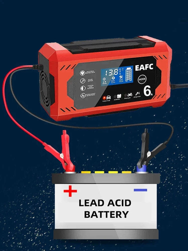 12V 6A Intelligent Car Battery Charger with Pulse Repair-Yellow EU Plug / United States