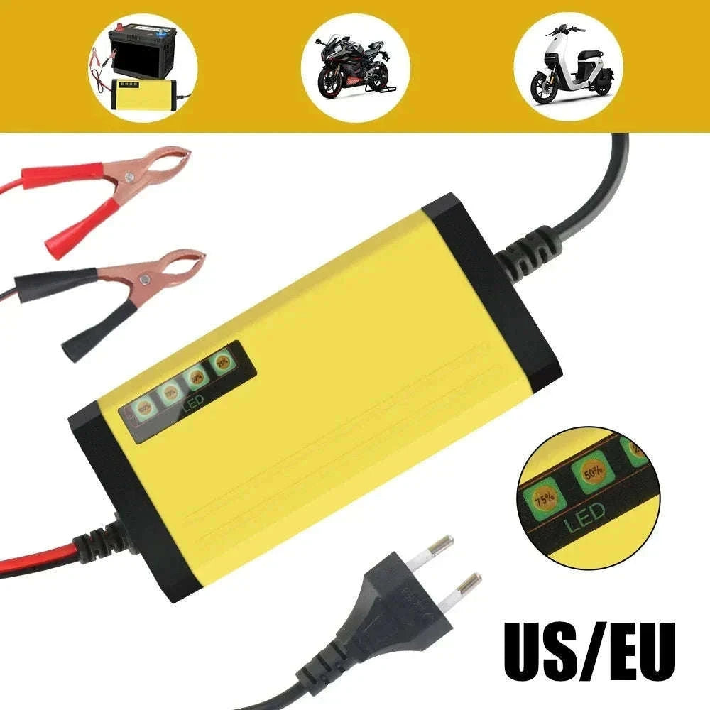 12V Car Battery Charger with Smart Repair and LCD Display-US Plug