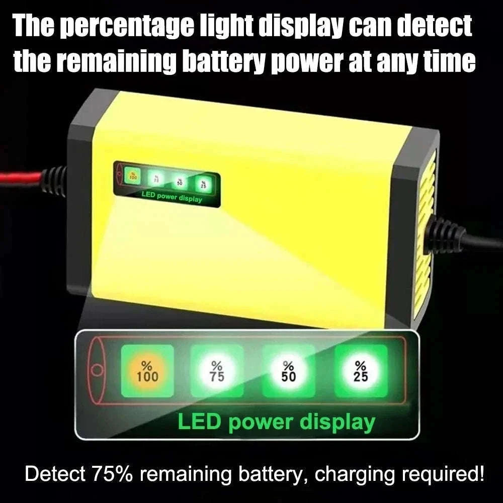 12V Car Battery Charger with Smart Repair and LCD Display-US Plug