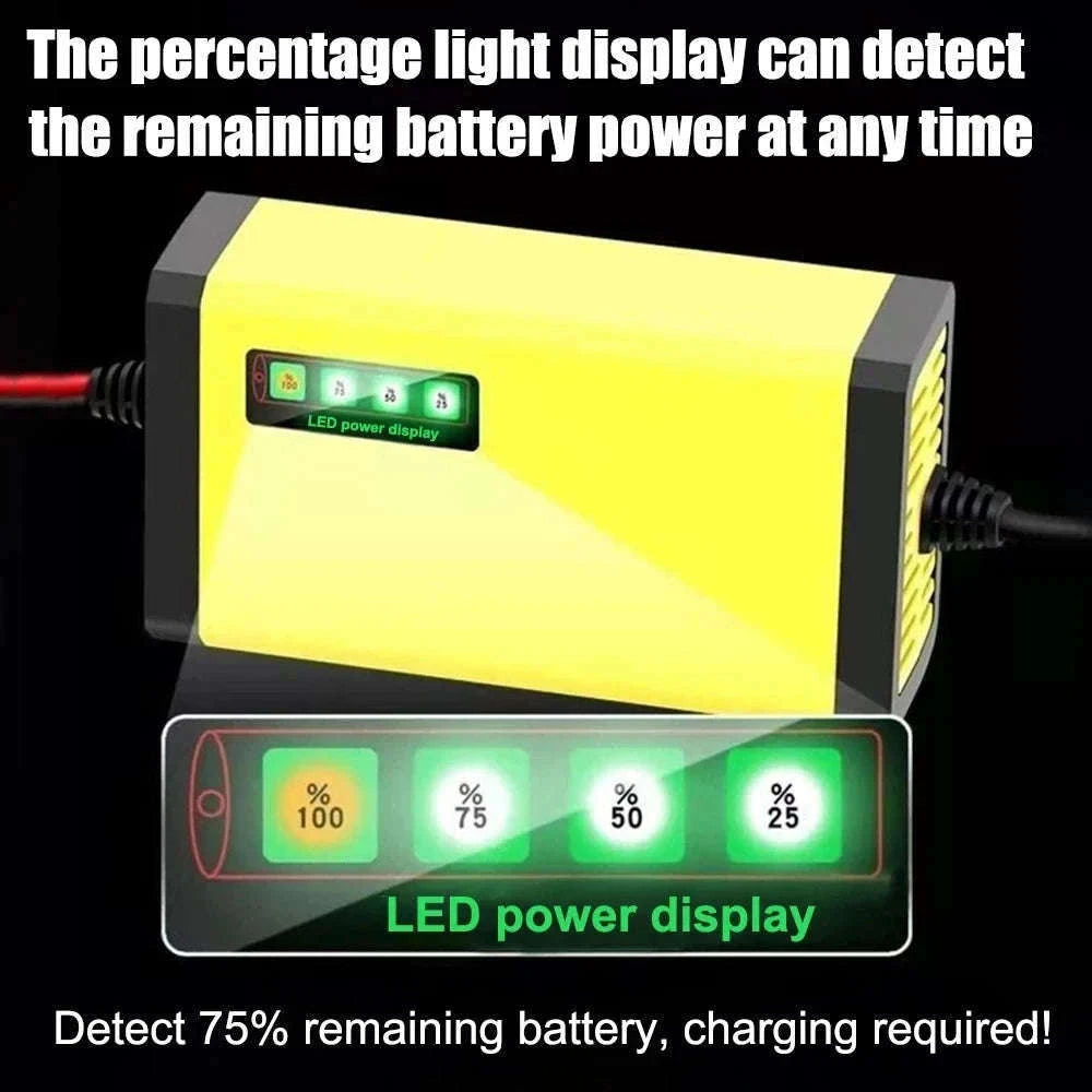 12V Car Battery Charger with Smart Repair and LCD Display-US Plug