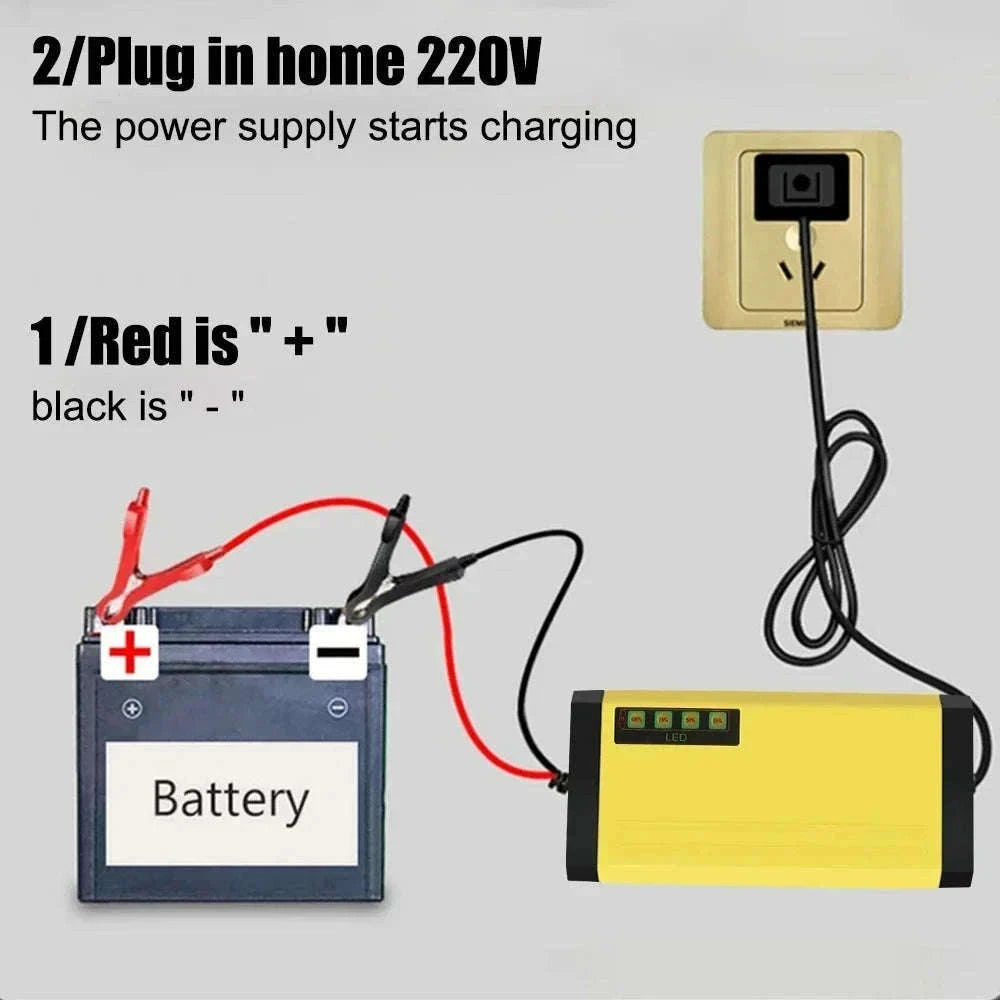 12V Car Battery Charger with Smart Repair and LCD Display-US Plug