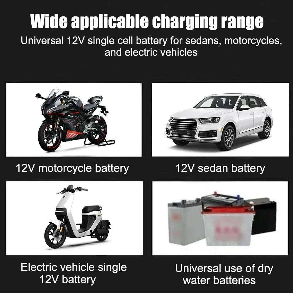 12V Car Battery Charger with Smart Repair and LCD Display-US Plug