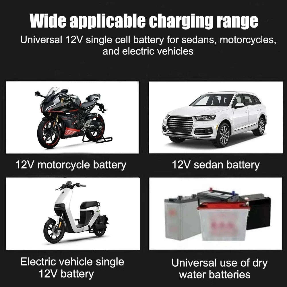 12V Car Battery Charger with Smart Repair and LCD Display-US Plug