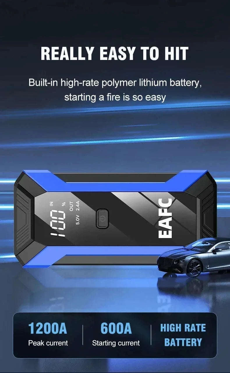 12V Car Jump Starter 1200A Booster with Power Bank and LED Light-2000A with Box / United States