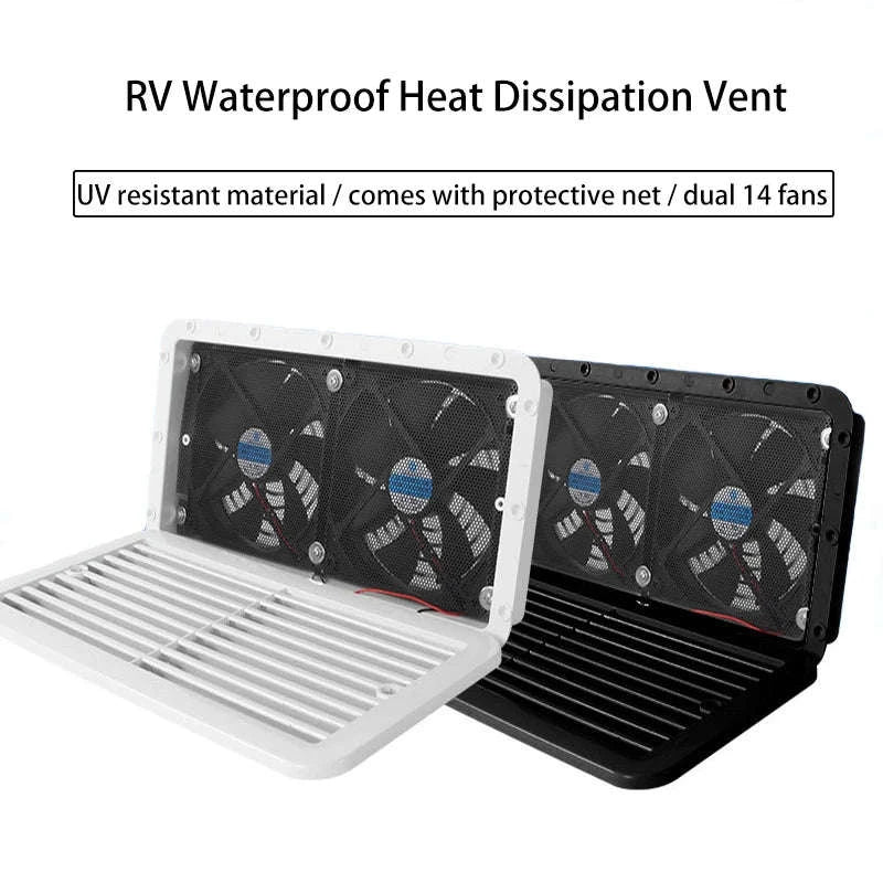 12V Caravan Double Window Ventilation Fan-black