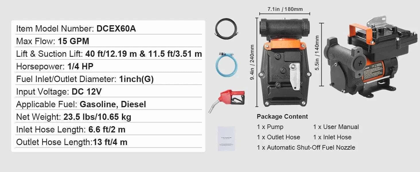 12V DC Fuel Transfer Pump 5–15 GPM Portable Diesel Gas Pump-15GPM Portable Set / EU / france