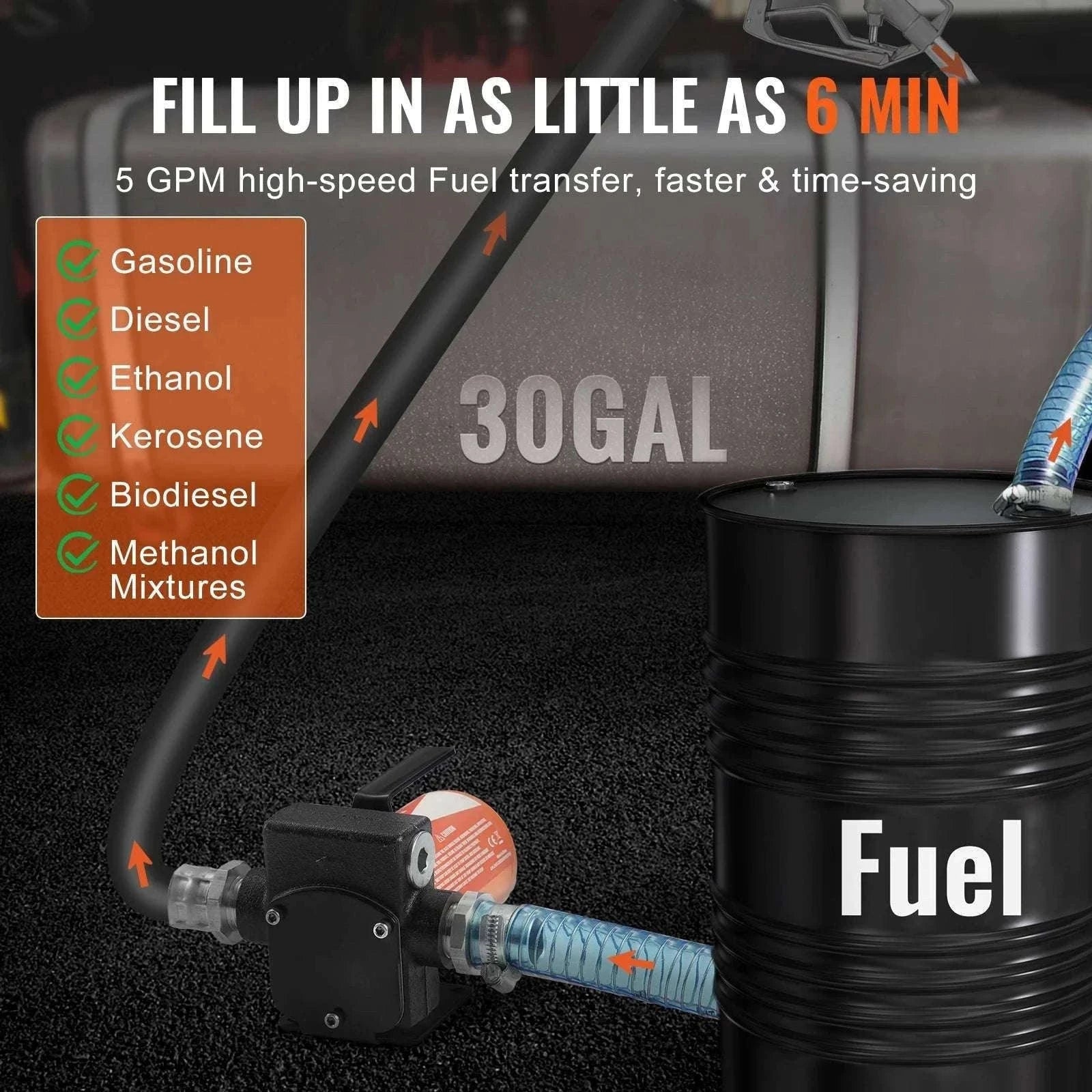 12V DC Fuel Transfer Pump 5–15 GPM Portable Diesel Gas Pump-15GPM Portable Set / EU / france