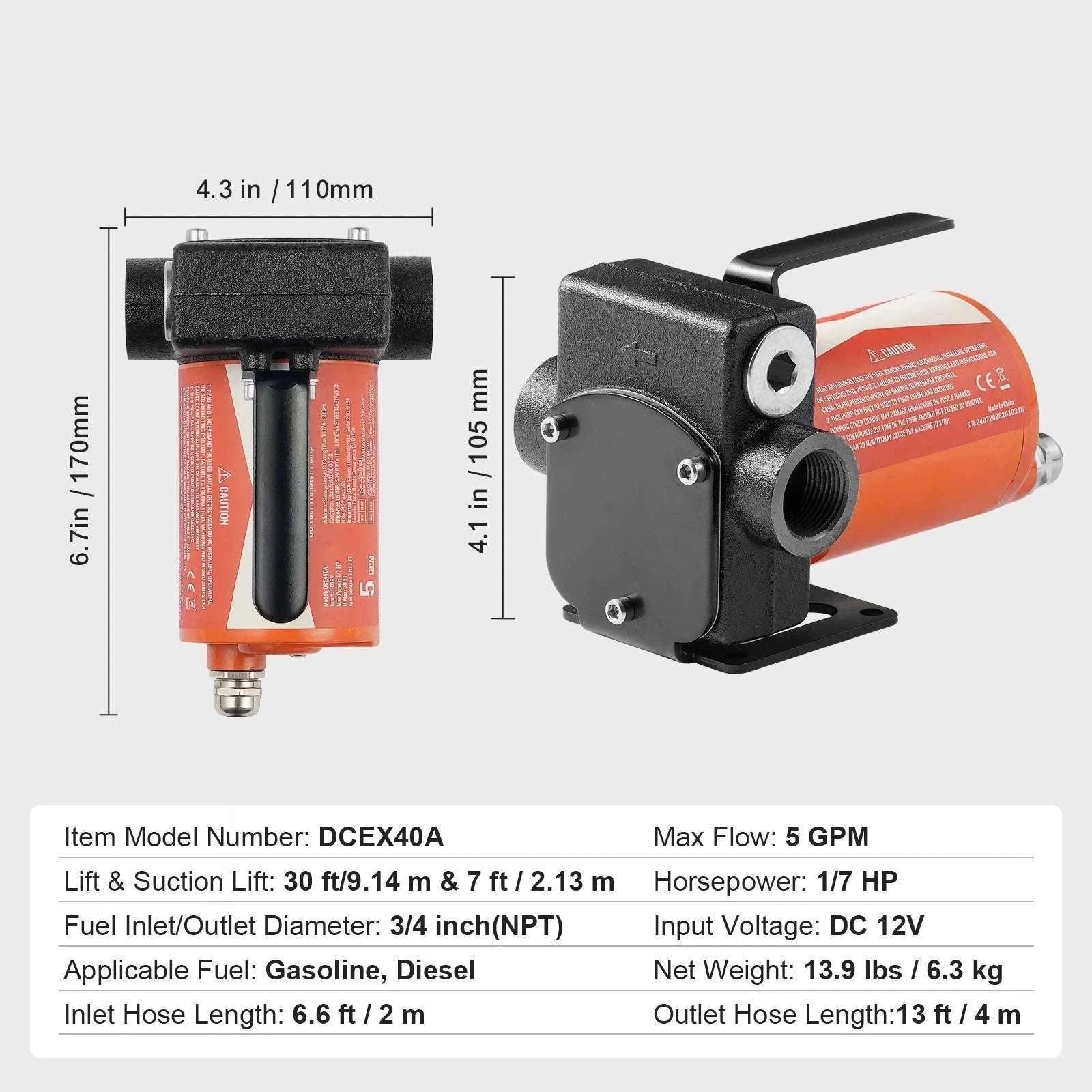 12V DC Fuel Transfer Pump 5–15 GPM Portable Diesel Gas Pump-15GPM Portable Set / EU / france